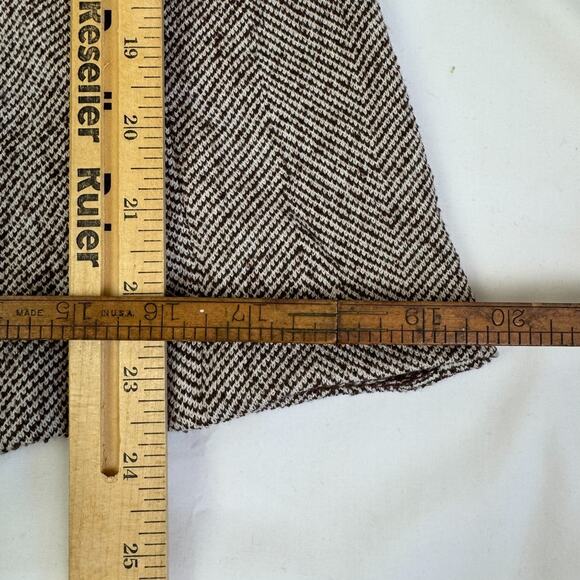 St. John Collection Blazer Jacket 4 S Chevron Wool Blend Brown Tan Unlined Zip - Picture 8 of 13